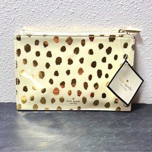 NWT Kate Spade Gold Dotted Pouch